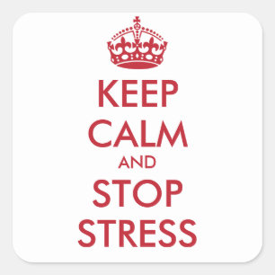 Ruhe und STOPP-STRESS behalten - personalisierter Quadratischer Aufkleber