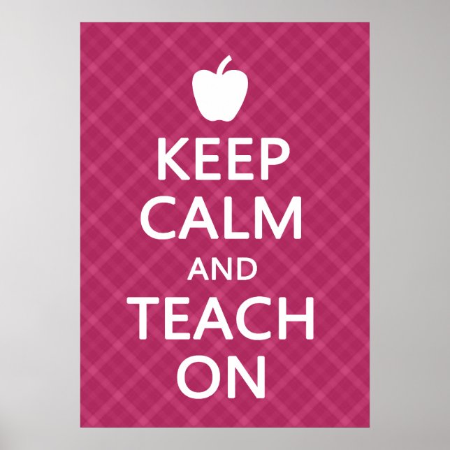 Ruhe und Teach On behalten, rosa Kariert Poster (Vorne)
