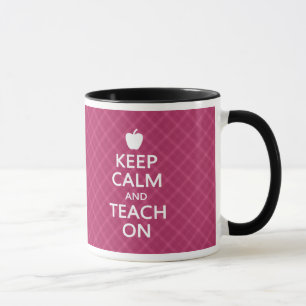 Ruhe und Teach On behalten, rosa Kariert Tasse