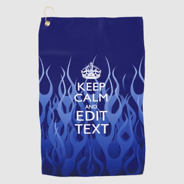 Ruhe und Text auf Akzent blauen Flammen behalten Golfhandtuch (Vorderseite)