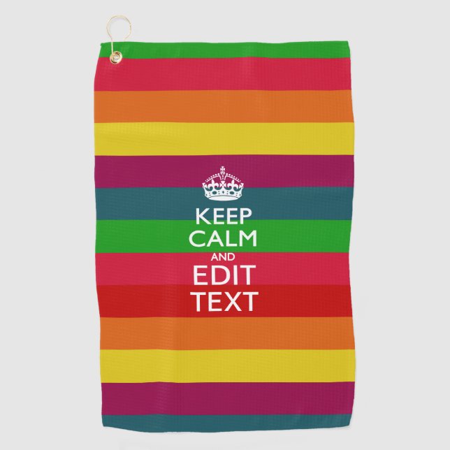 Ruhe und Text auf dem Regenbogen im Akzent behalte Golfhandtuch (Vorderseite)