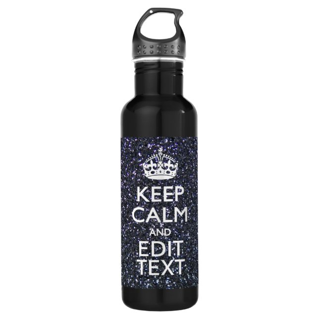 Ruhe und Text auf Mitternachtsschwarz behalten Edelstahlflasche (Vorderseite)