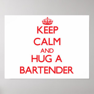 Ruhe und Umarmen eines Barkeepers behalten Poster