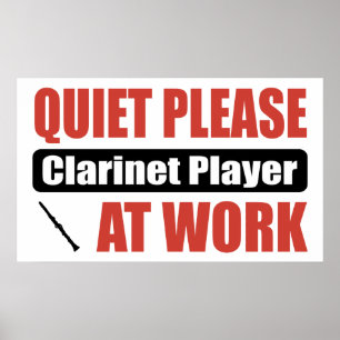 Ruhebitte Clarinet-Spieler bei der Arbeit Poster