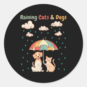 Ruhekatzen und Hunde Idiom _ Niedliches Kittelchen Runder Aufkleber