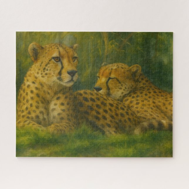 Ruhen des Cheetah Duo in der Waldlandschaft (Horizontal)