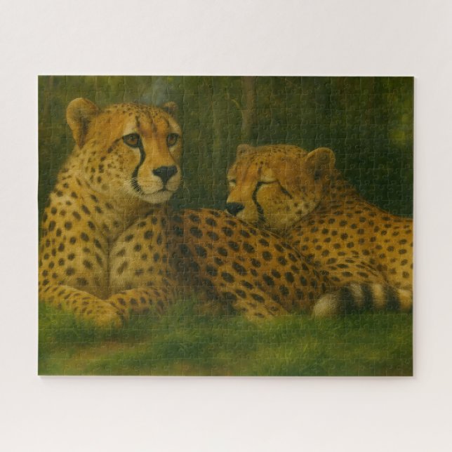Ruhen des Cheetah Duo in der Waldlandschaft (Horizontal)
