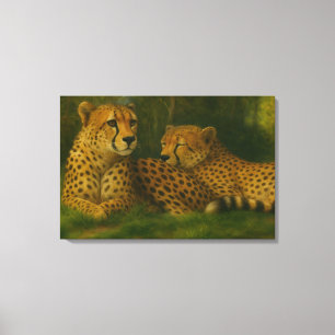 Ruhen des Cheetah Duo in der Waldlandschaft Leinwanddruck