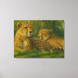 Ruhen des Cheetah Duo in der Waldlandschaft Leinwanddruck