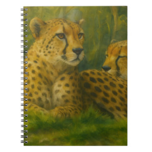Ruhen des Cheetah Duo in der Waldlandschaft Notizblock