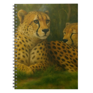 Ruhen des Cheetah Duo in der Waldlandschaft Notizblock