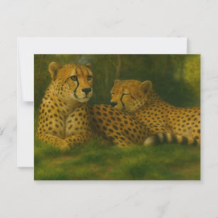 Ruhen des Cheetah Duo in der Waldlandschaft Postkarte