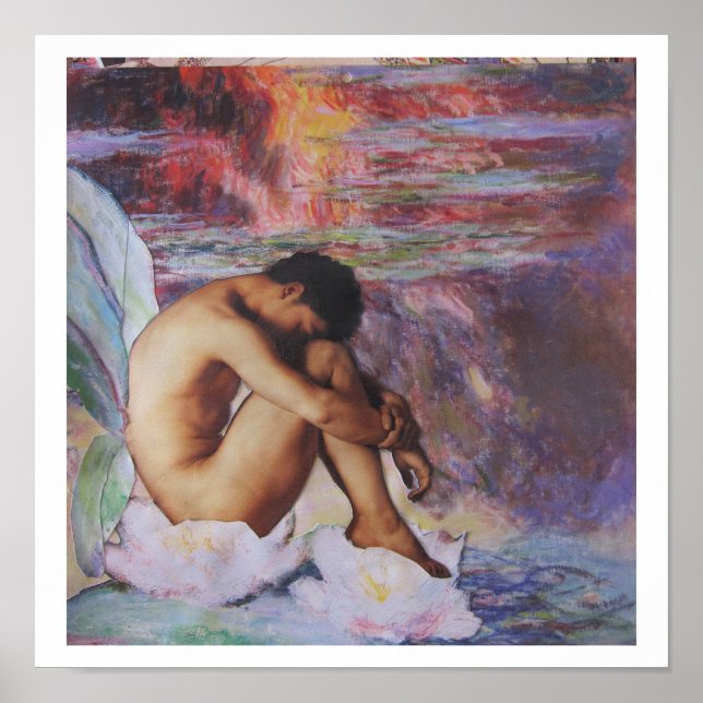 Ruhende Fee in Monets Garten - Collage-Kunst Poster (Vorne)