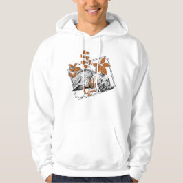 Ruhender Löwe und Herbstblätter - Linienarbeit-Sti Hoodie