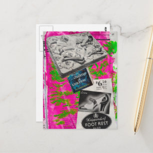Ruhendes Paar und Schuhwerbung Mixed Media Collage Postkarte