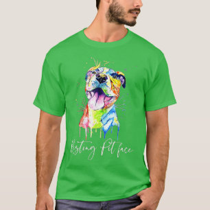 Ruhendes Pit-Gesicht Pitbull Aquarell Hunde Liebha T-Shirt
