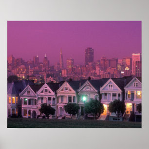Ruhenhäuser bei Sonnenuntergang in San Francisco, Poster