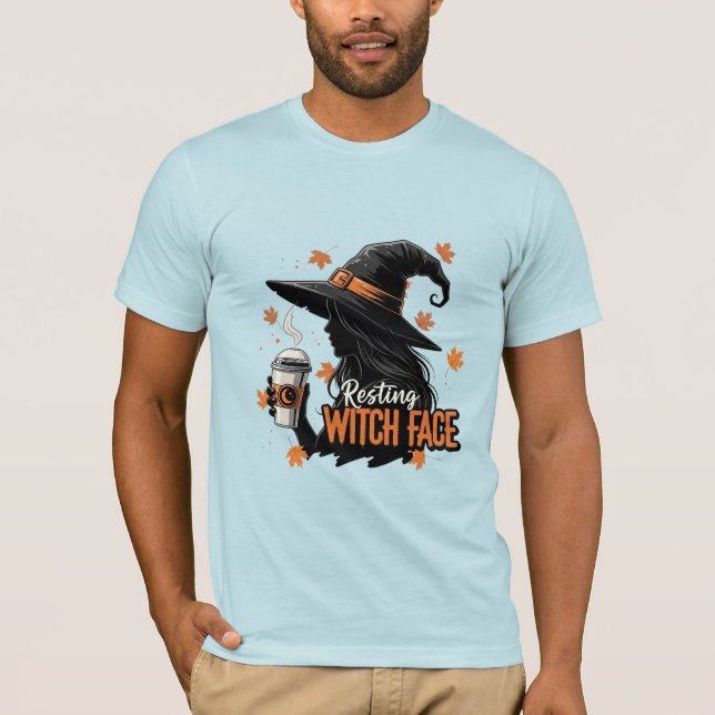 Ruhepause-Hexengesicht Kaffee Halloween T-Shirt (Vorderseite)