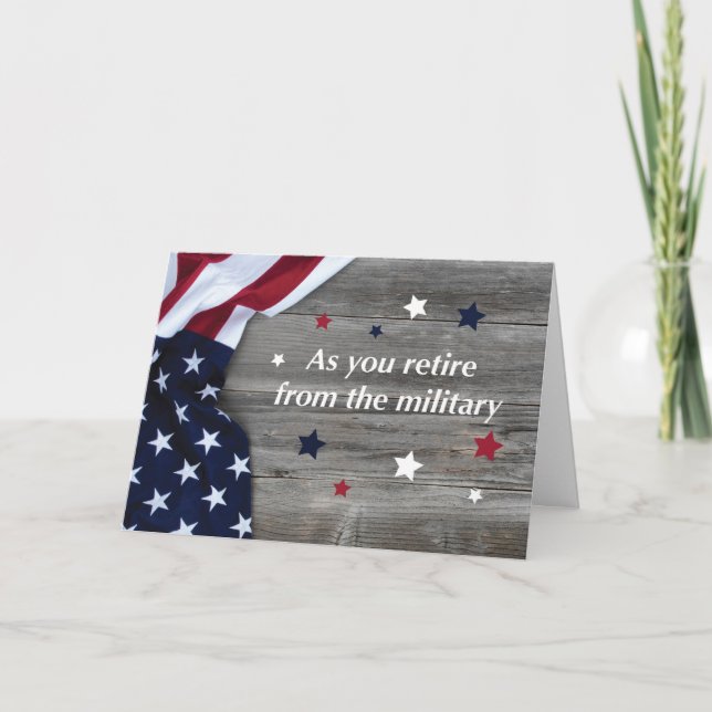 Ruhestand aus der Militärflagge auf Holz mit Stern Karte (Vorderseite)