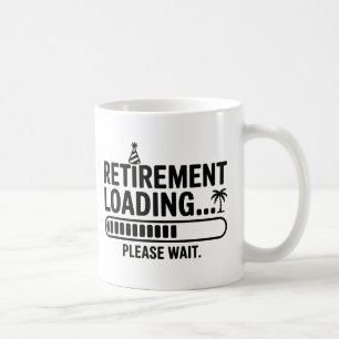 Ruhestand Bitte warten Sie die lustige Kaffeepause Kaffeetasse