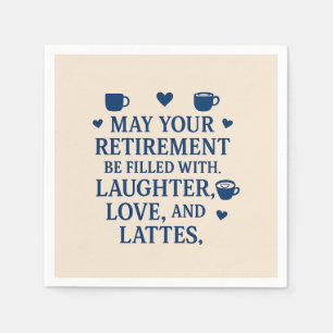 Ruhestand Blaue Typografie Kaffee Latte Herzen Serviette