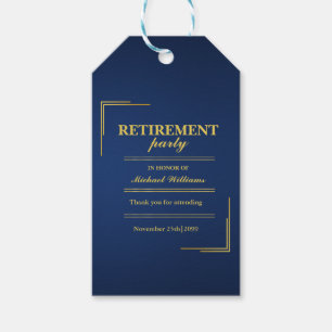 Ruhestand Corporate Elegante Blue Gold Geschenkanhänger