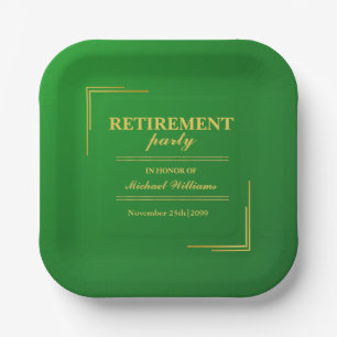Ruhestand Corporate Elegante Green Gold Pappteller