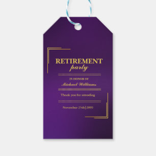 Ruhestand Corporate Elegante Lila Gold Geschenkanhänger