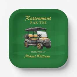 Ruhestand Elegante Golf Themenwagen Green Gold Pappteller