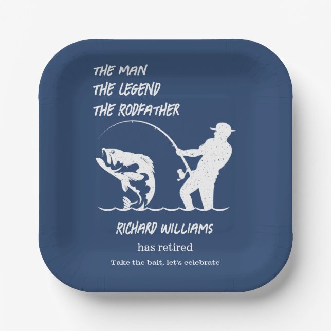 Ruhestand Fischen der Großfische Rodvater Pappteller (Vorderseite)