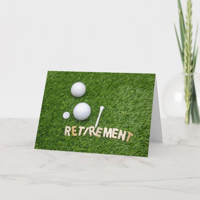 Ruhestand für Golfspieler mit Golfball und Abschla Karte (Vorderseite)