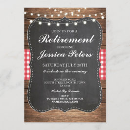 Ruhestand Geburtstag Roter Gingham Chalk Einladung