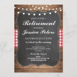 Ruhestand Geburtstag Roter Gingham Chalk Einladung