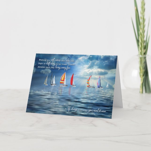Ruhestand Glückwunsch Segeln Meer Thema Karte (Vorderseite)