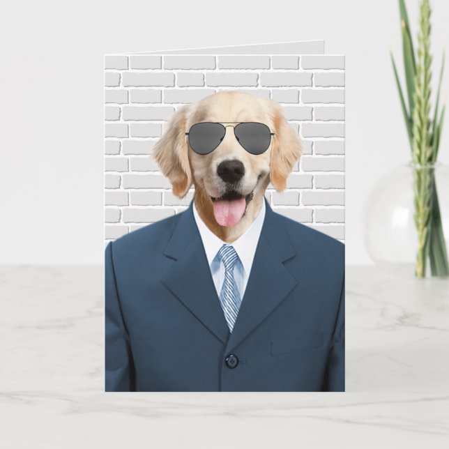 Ruhestand Goldener Retriever in der Anzug Karte (Vorderseite)