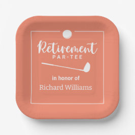 Ruhestand Golf Ball T-Shirt Flag Modern Peach Pappteller
