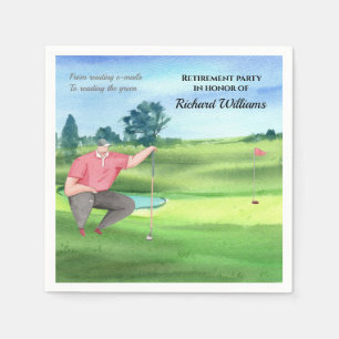 Ruhestand Golf Man liest grüne Wasserfarbe Serviette