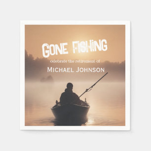 Ruhestand Gone Fishing Sonnenaufgang Rentner Fisch Serviette