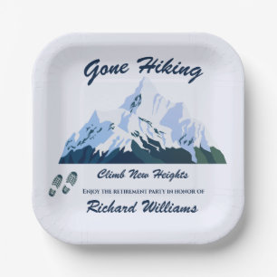 Ruhestand Gone Wandern Snowy Mountains Happy Trail Pappteller