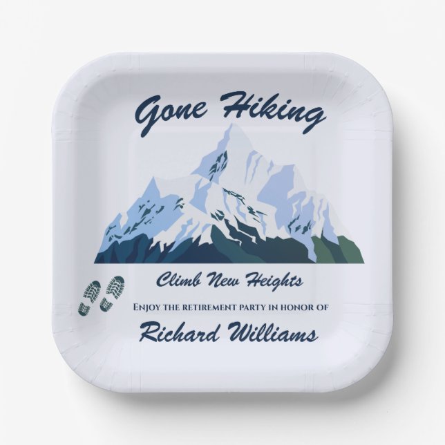 Ruhestand Gone Wandern Snowy Mountains Happy Trail Pappteller (Vorderseite)