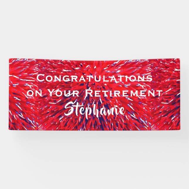 Ruhestand gratuliert Red White Blue Floral Banner (Horizontal)