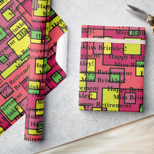 Ruhestand Gruß deinen Text grün gelb Geschenkpapier