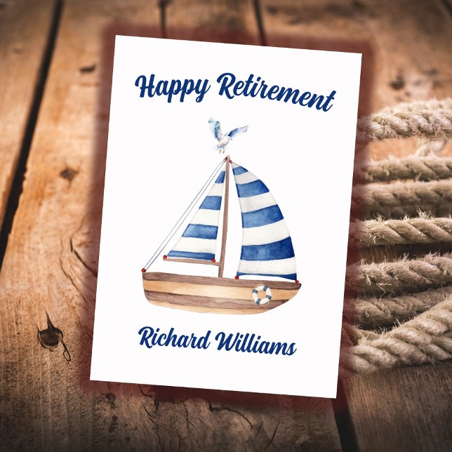 Ruhestand Happy Retirement Sailboat Wasserfarbe Einladung (Von Creator hochgeladen)