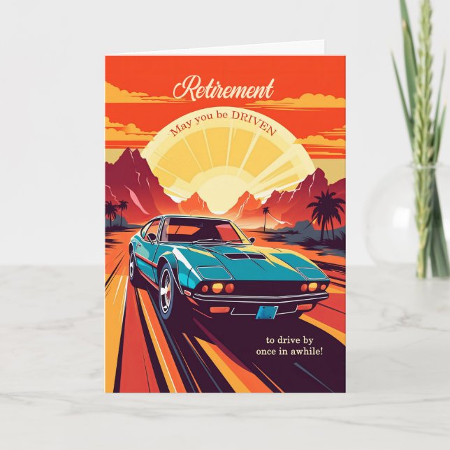 Ruhestand Herzlichen Glückwunsch Classic Car Retro Karte (Vorderseite)