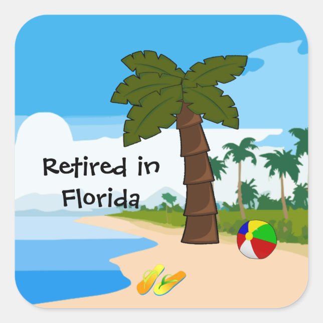 Ruhestand in Florida Quadratischer Aufkleber (Vorderseite)