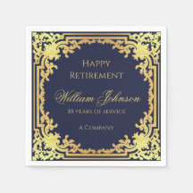 Ruhestand Navy Blue Elegante Script Imitats Gold F