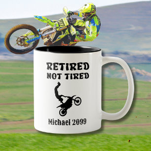 Ruhestand nicht müde Motorradfahrer Zweifarbige Tasse