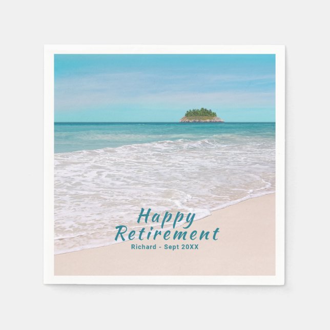 Ruhestand Party Beach Scene Paper Napkin Serviette (Vorderseite)