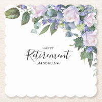 Ruhestand Party Blue White Floral Paper Untersetze