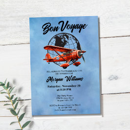 Ruhestand Party Bon Voyage Travel Globe Flugzeug Einladung